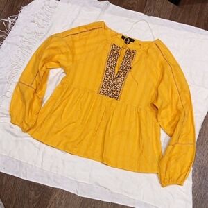 Sanctuary Yellow Embellished Peplum Blouse Size Xs